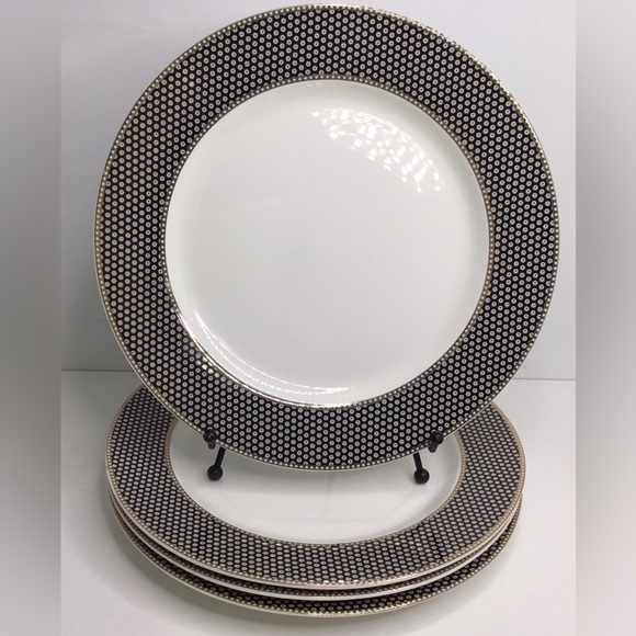 4 Dinner Plates Grace TeawareGold Black New
